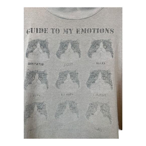Cat Kitten Guide to my Emotions Sweatshirt Pullover Casual Athleisure Faded L - Picture 2 of 8